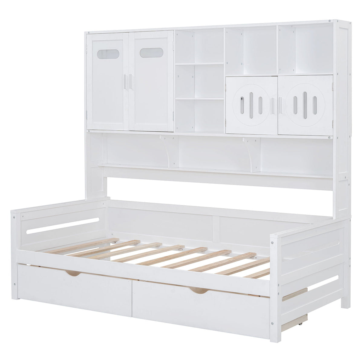 Daybed With All-In-One Cabinet And Shelf