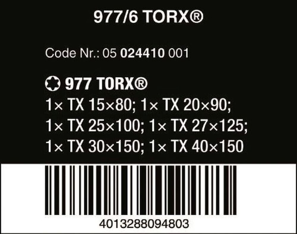 Wera 977/6 Kraftform Chiseldriver TORX® Screwdriver Set With Rack 05024410001