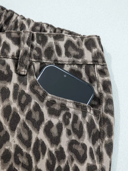 Leopard Straight Loose Leg Jeans