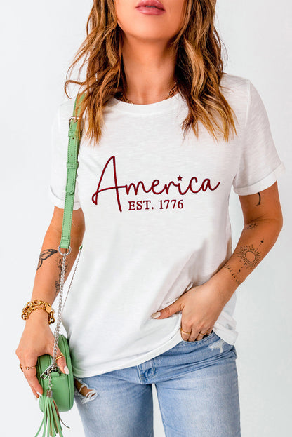 Letter Graphic Round Neck Short Sleeve T-Shirt