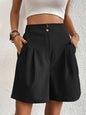 Pocketed Half Elastic Waist Shorts