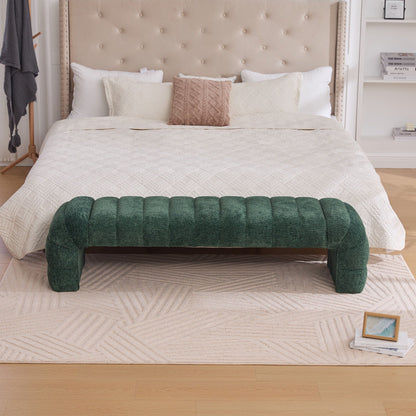 Modern Upholstered Armless Bed Bench With Channel Tufted Design