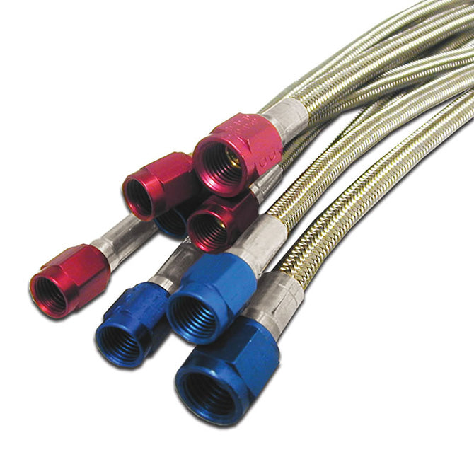 Nitrous Express - 6AN (18IN) STAINLESS STEEL BRAIDED HOSE (RED) - 12019