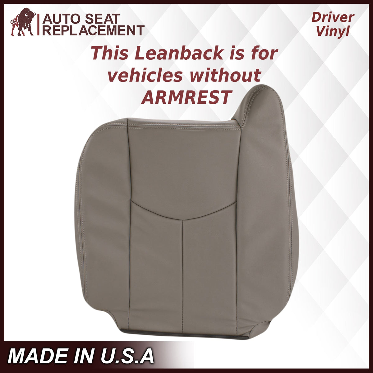 2003-2007 Chevy Silverado/Avalanche & GMC Sierra Work Truck Seat Cover in Gray 40/20/40 (Leanback Without Armrest): Choose Leather or Vinyl