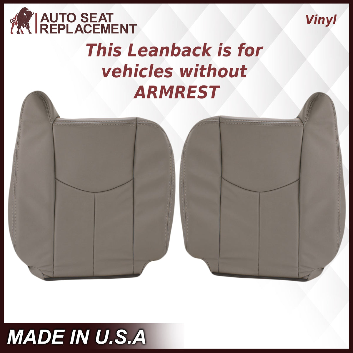2003-2007 Chevy Silverado/Avalanche & GMC Sierra Work Truck Seat Cover in Gray 40/20/40 (Leanback Without Armrest): Choose Leather or Vinyl