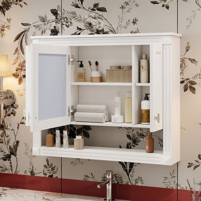 Wall-Mounted Bathroom Cabinet With Mirror And Open Shelf - White