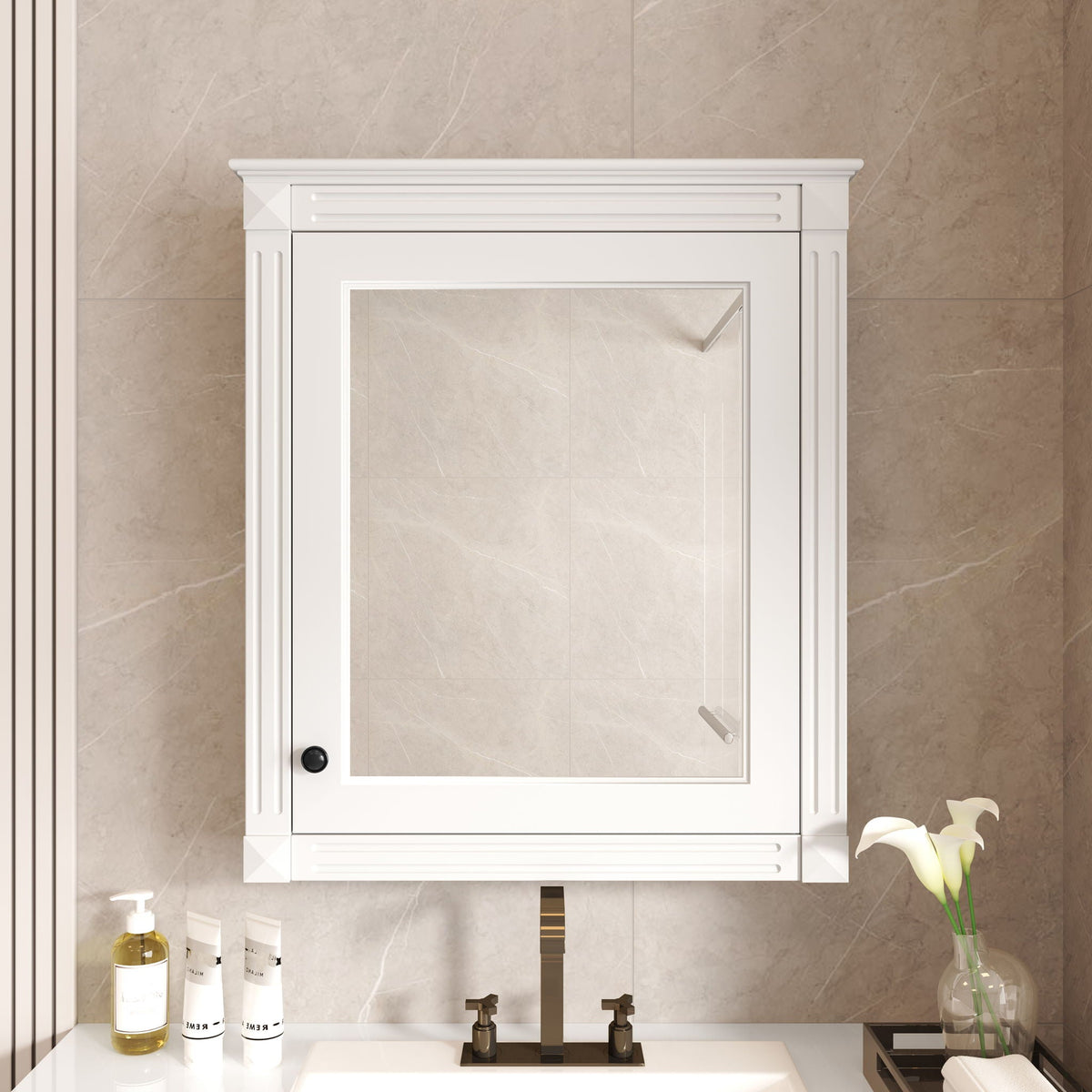 Wall Mounted Bathroom Storage Cabinet With Mirror, Medicine Cabinet With Height Adjustable Shelf