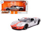 2005 Ford GT Silver with Orange Stripe "Bigtime Muscle" 1/24 Diecast Model Car by Jada  free shipping USA
