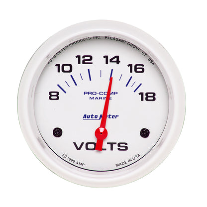 2-5/8 In. VOLTMETER 8-18V MARINE WHITE