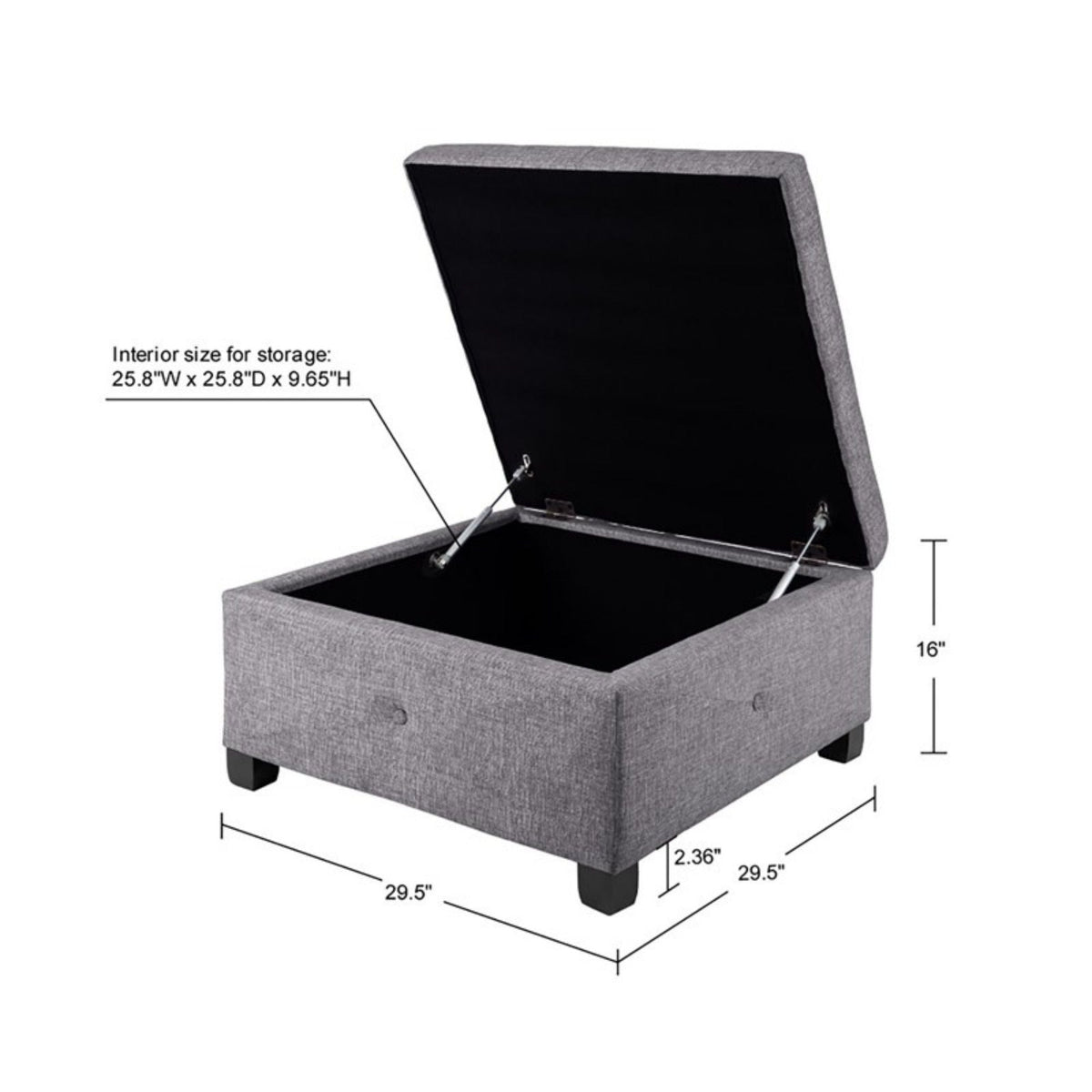 Aspen - Ottoman Soft Close Storage