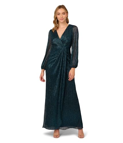 Women's Metallic Mesh Draped Gown