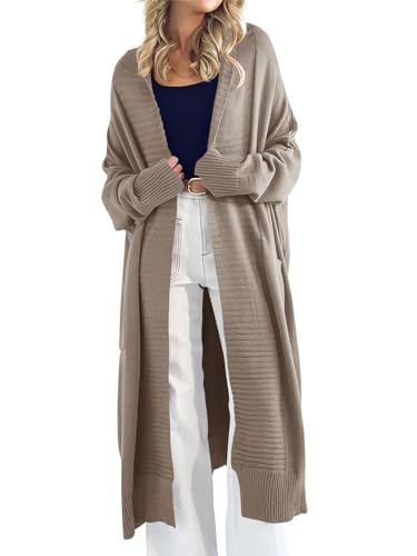Danedvi Womens Long Cardigan Sweaters 2024 Fall Chunky Knit Oversized Slouchy Open Front Warm Coats with Pockets