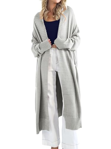 Danedvi Womens Long Cardigan Sweaters 2024 Fall Chunky Knit Oversized Slouchy Open Front Warm Coats with Pockets