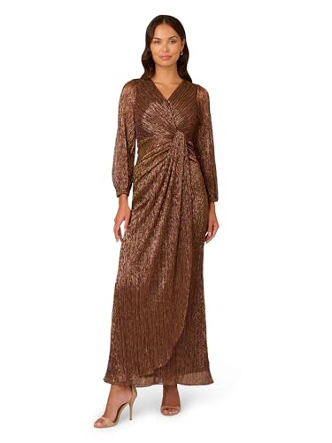 Women's Metallic Mesh Draped Gown