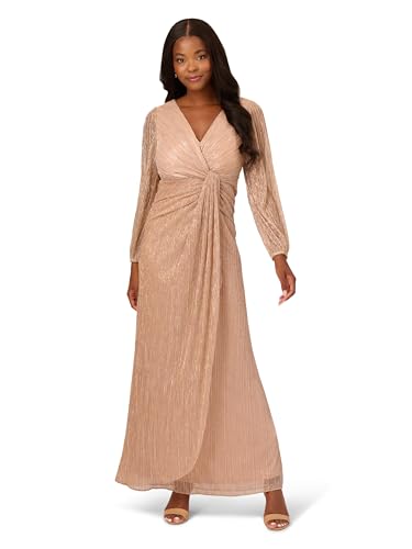 Women's Metallic Mesh Draped Gown