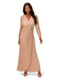 Women's Metallic Mesh Draped Gown