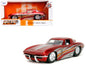 1963 Chevrolet Corvette Stingray Red Metallic with Silver Graphics "Bigtime Muscle" Series 1/24 Diecast Model Car by Jada  free shipping USA