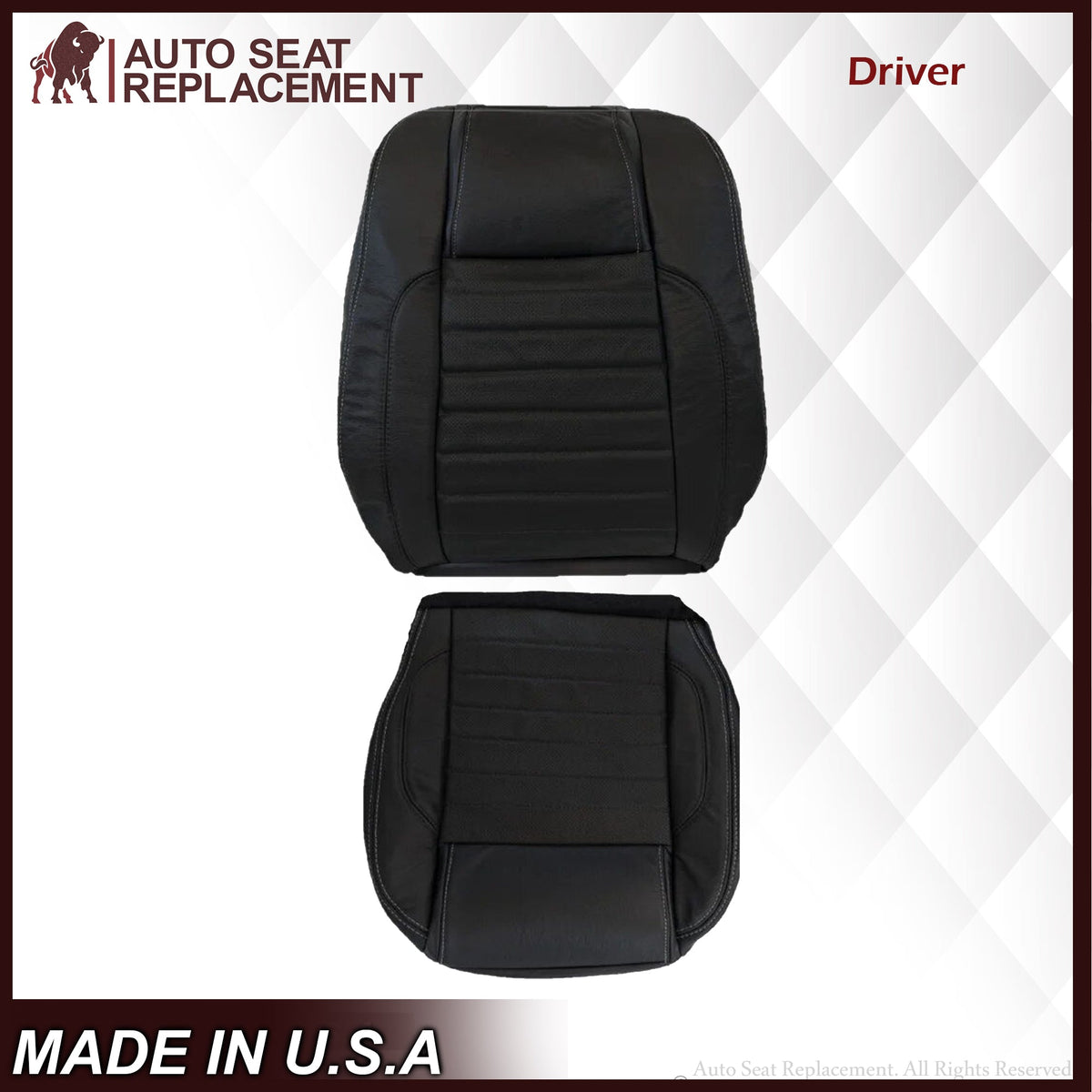 2010-2014 Ford Mustang GT Convertible Replacement Seat Cover In Charcoal Black "Black" : Choose From Variation