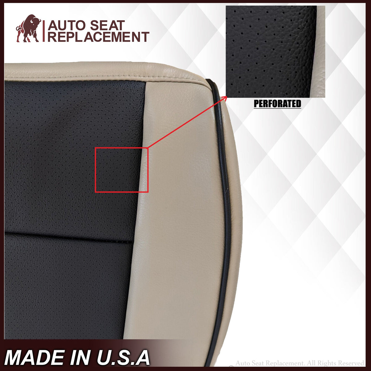 2010 2011 2012 2013 Lincoln Navigator Seat Cover Black-Tan Choose Leather or Vinyl