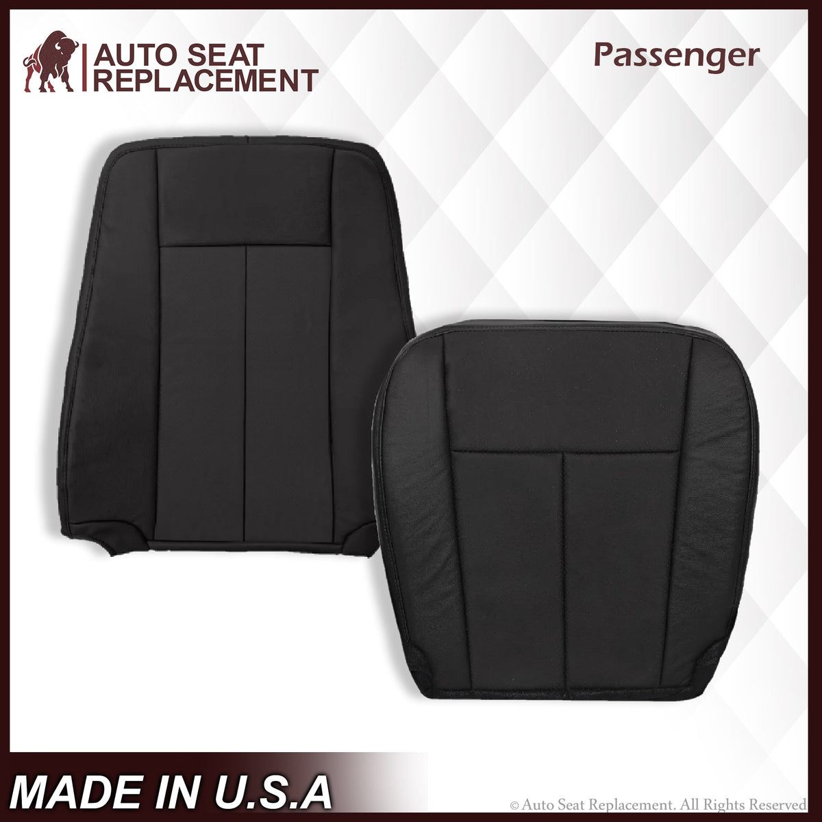 2007-2014 Ford Expedition Driver and Passenger SOLID Replacement Seat Cover in BLACK Leather or Vinyl