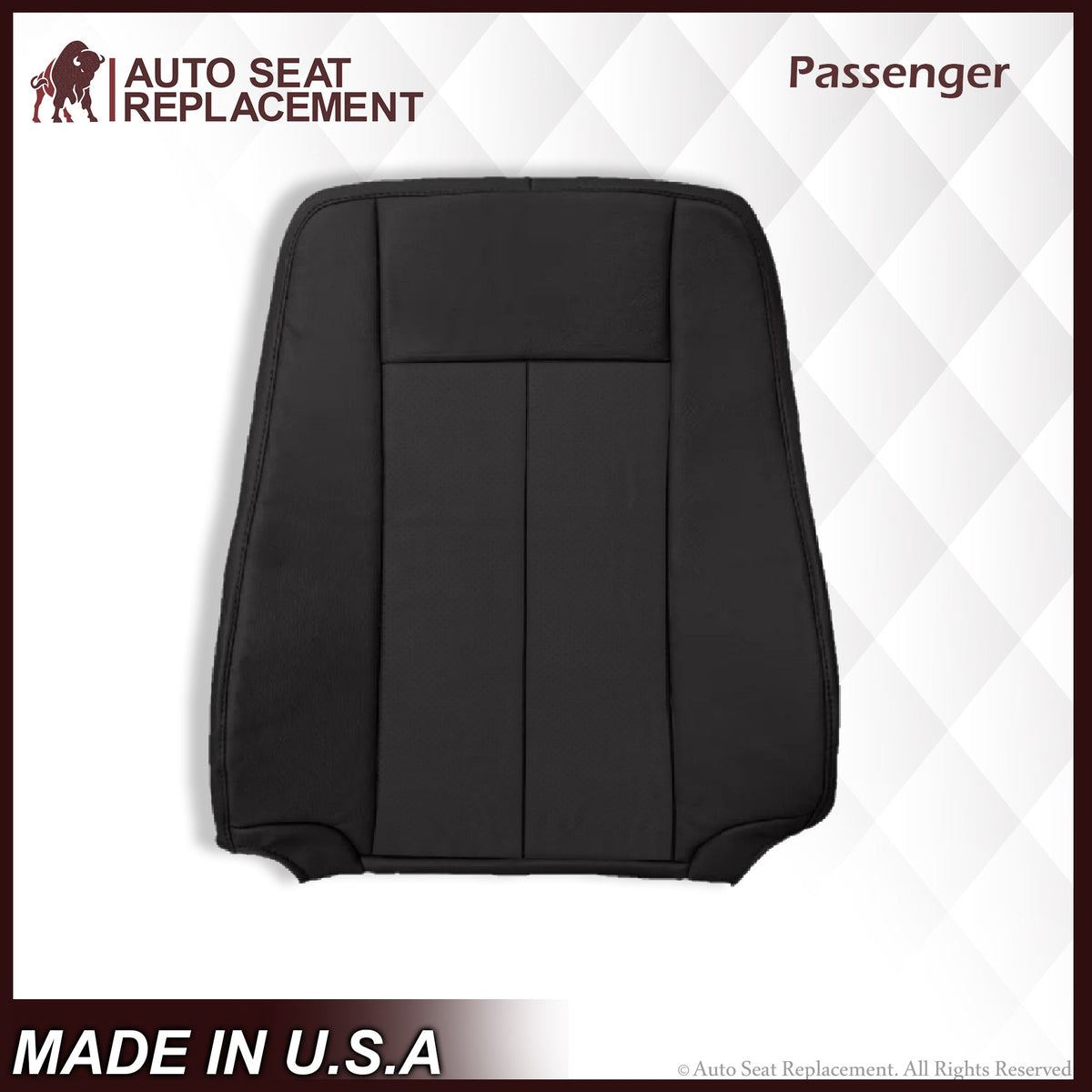 2007-2014 Ford Expedition Driver and Passenger SOLID Replacement Seat Cover in BLACK Leather or Vinyl