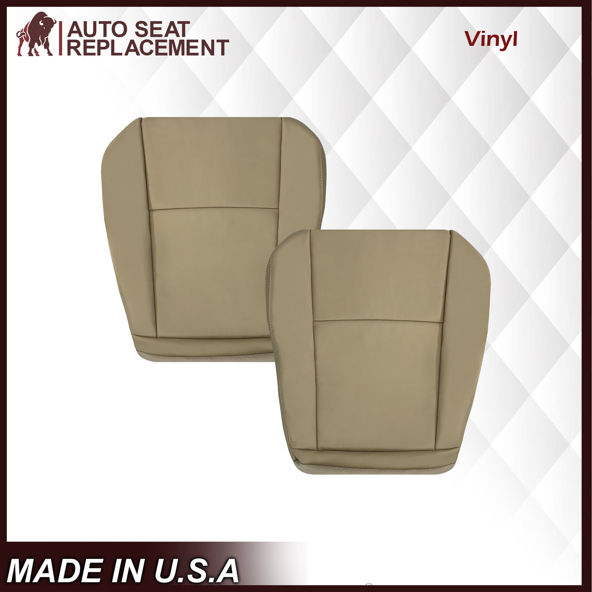2009-2019 Ford E350 E450 E550 Econoline Van Synthetic Leather Replacement Seat Covers In Tan & Cushion Foam