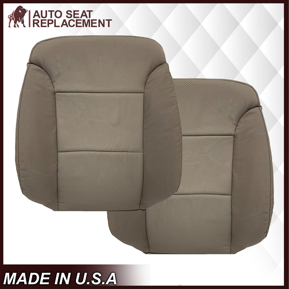 2014-2019 Chevy Silverado & GMC Sierra Cloth Fabric Seat Cover Replacement in Dune Tan OR Dark Ash Gray