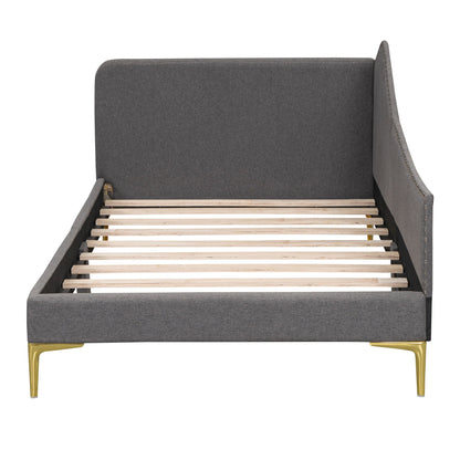 Upholstered Daybed With Headboard And Armrest, Support Legs