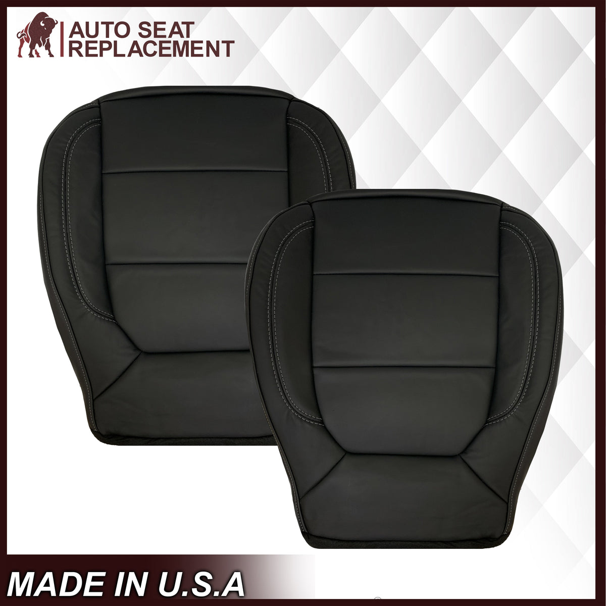 2019-2022 Chevy Silverado & GMC Sierra Non-Perforated Replacement Seat Cover in Black : Choose Your Side & Material