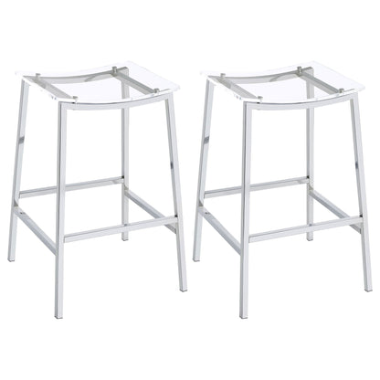 Jovani Acrylic Backless Bar Stool Chrome (Set of 2)