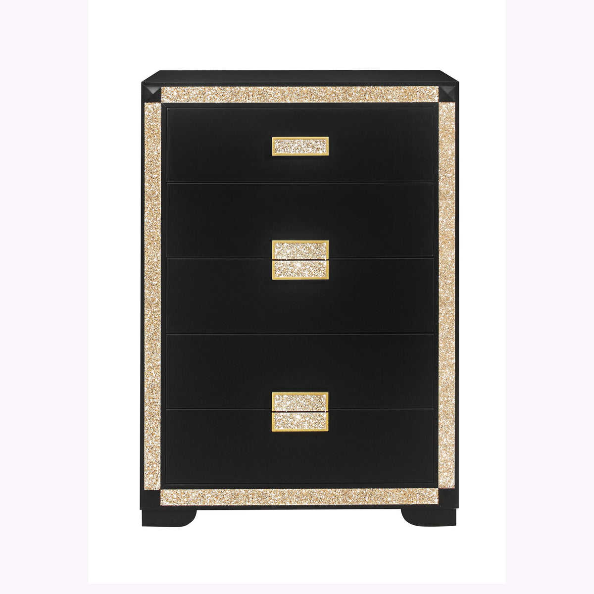 Lively - Chest With Glitter Detail And Thick Bar Handle Hardware - Black