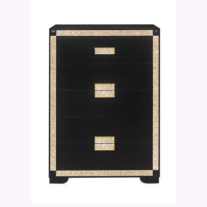 Lively - Chest With Glitter Detail And Thick Bar Handle Hardware - Black