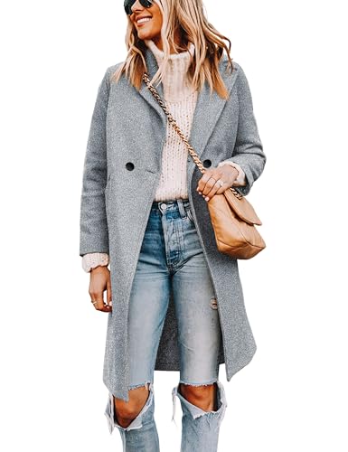 Blue Coat - Tanming Womens Notch Lapel Double Breasted Wool Blend Mid Long Pea Trench Coat
