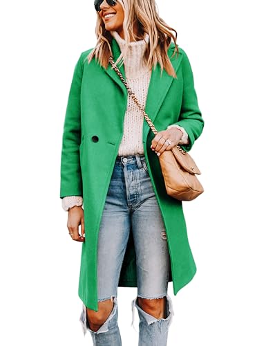 Blue Coat - Tanming Womens Notch Lapel Double Breasted Wool Blend Mid Long Pea Trench Coat