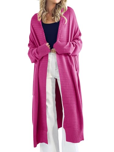 Danedvi Womens Long Cardigan Sweaters 2024 Fall Chunky Knit Oversized Slouchy Open Front Warm Coats with Pockets