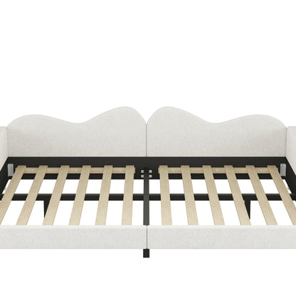 Upholstered Daybed, Sherpa Fabric Sofabed With Cloud-Shaped Backrest