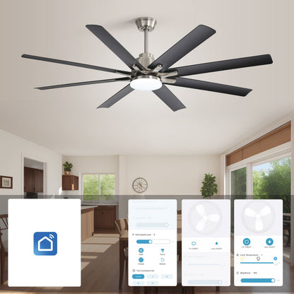 Ceiling Fan With Dimmable LED Light, 8 Blades, Reversible DC Motor, Remote Control