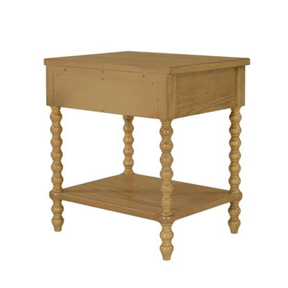 Traditional Durable Nightstand Table With Drawer And Shelf