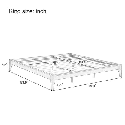 Solid Dry Bamboo Platform Bed Frame, With Slat Support