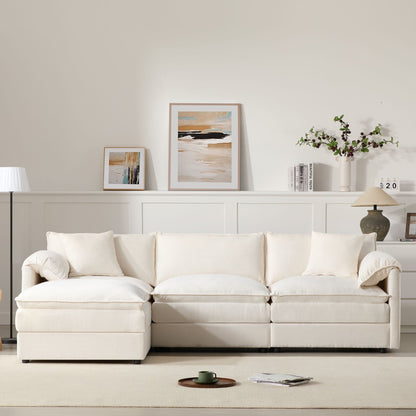 Modular Sectional With Deep And Wide Seat, Cloud Couch Set With Double Cushions Sofa With Movable Ottoman