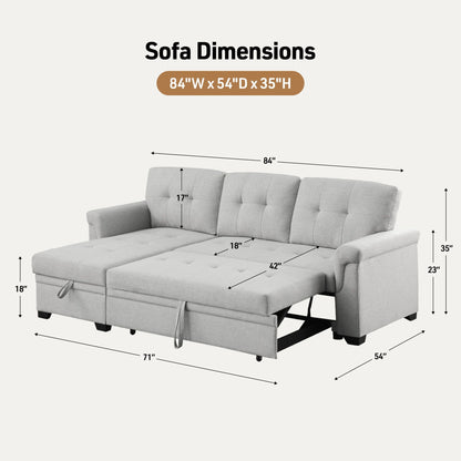 Lucca - Reversible Sleeper Sectional Sofa With Storage Chaise