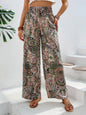 Tie Waist Printed Wide Leg Pants