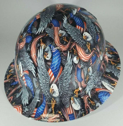 Full Brim Hard Hat Hydro Dipped AMERICAN FLAGS & EAGLES