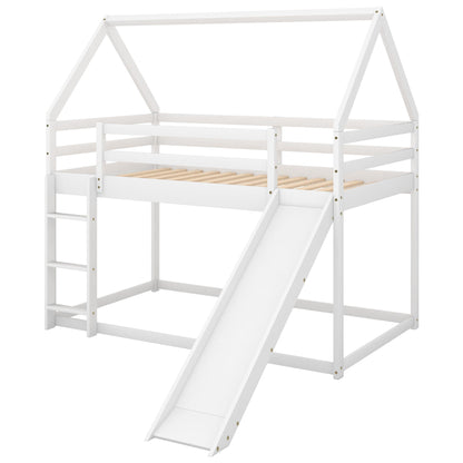 House Shape Bunk Bed With Slide And Ladder