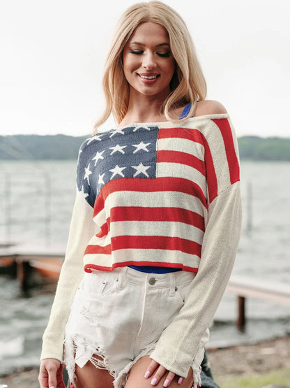 American Flag Knit Top