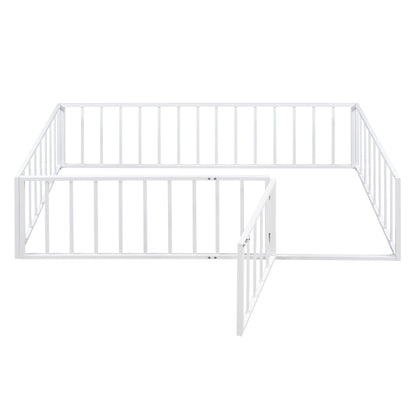 Metal Floor Bed Frame With Fence And Door