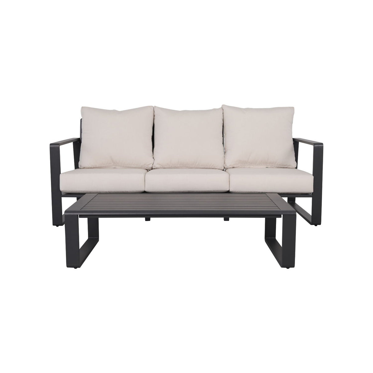 3 Person Sofa With Rectangular Coffee Table, Cushions Tino Tino - Beige