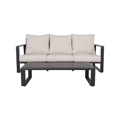 3 Person Sofa With Rectangular Coffee Table, Cushions Tino Tino - Beige