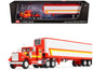 White Western Star 4900 with 36" Vintage Flat Top Sleeper and Wilson 40' Vintage Refridgerated Trailer Red and White with Stripes 1/64 Diecast Model by DCP/First Gear  free shipping USA