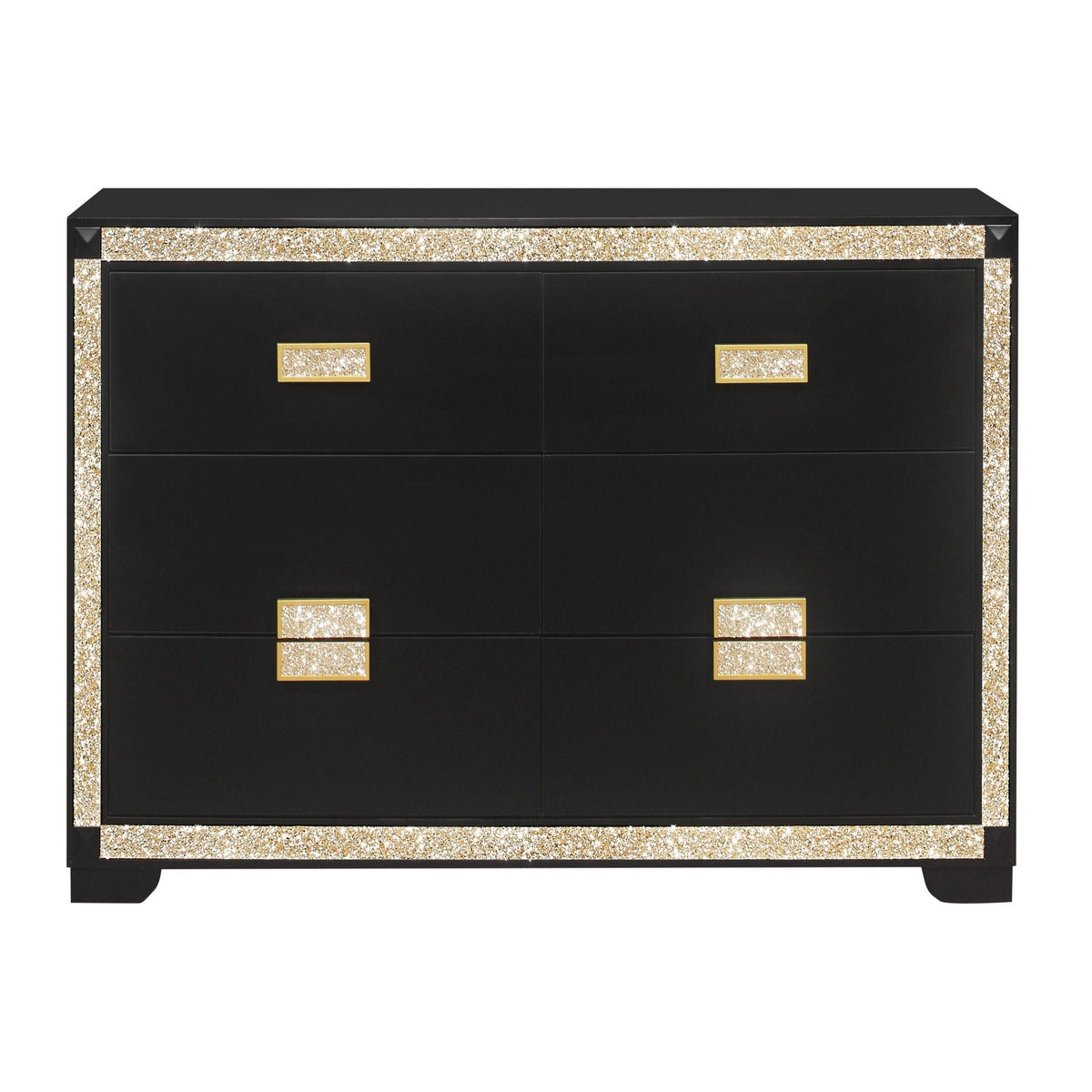 Lively - Dresser With Glitter Detail And Thick Bar Handle Hardware - Black